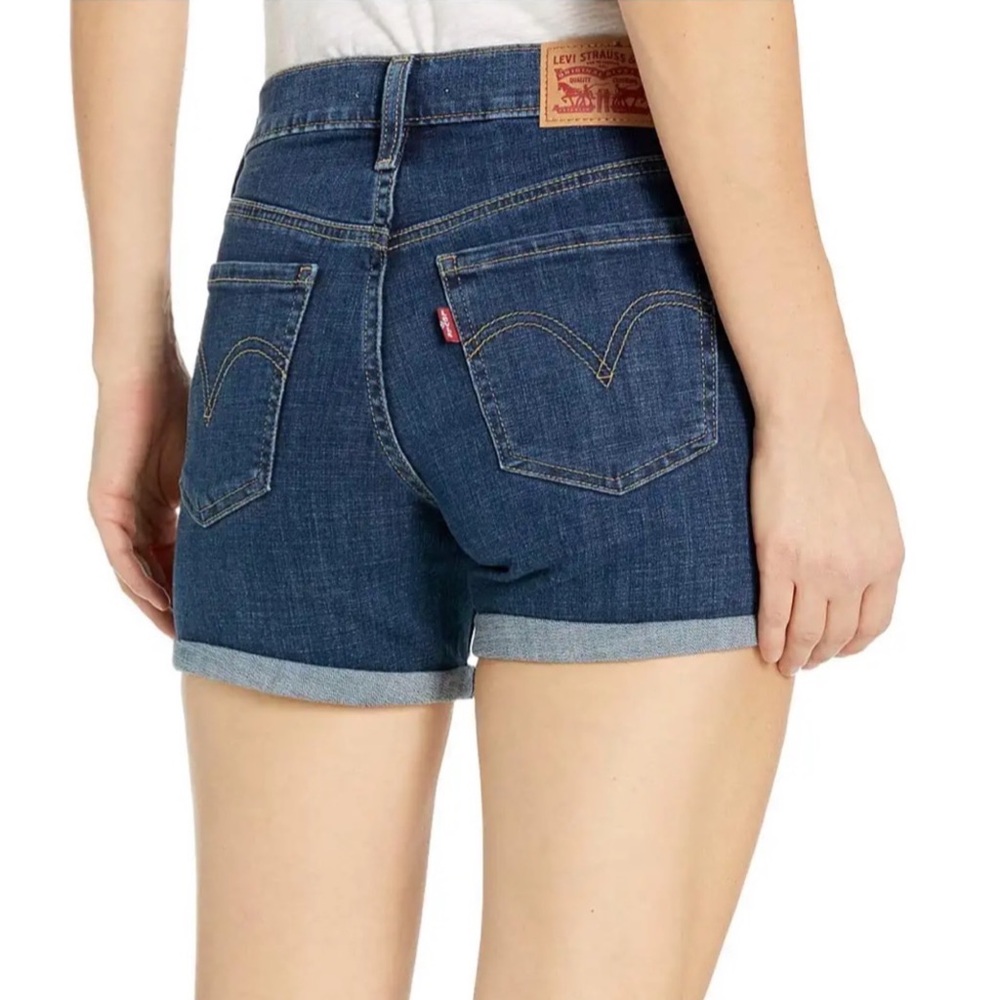 Levi’s Mid Length Dark Wash Denim Shorts Blue